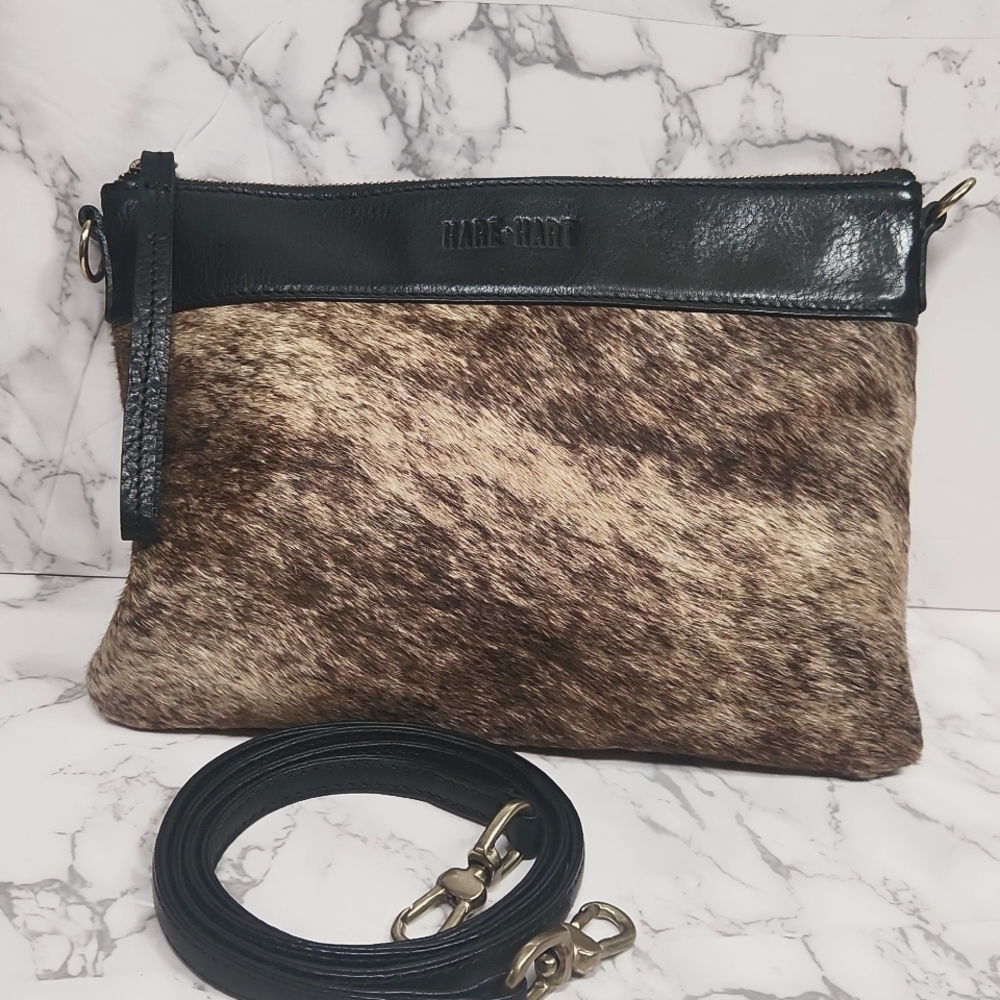 HARE+HART LEATHER/HIDE CROSSBODY BAG